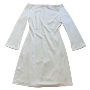 Lark & Ro Off-The-Shoulder White Knee Length Dress 4 garden party old money midi